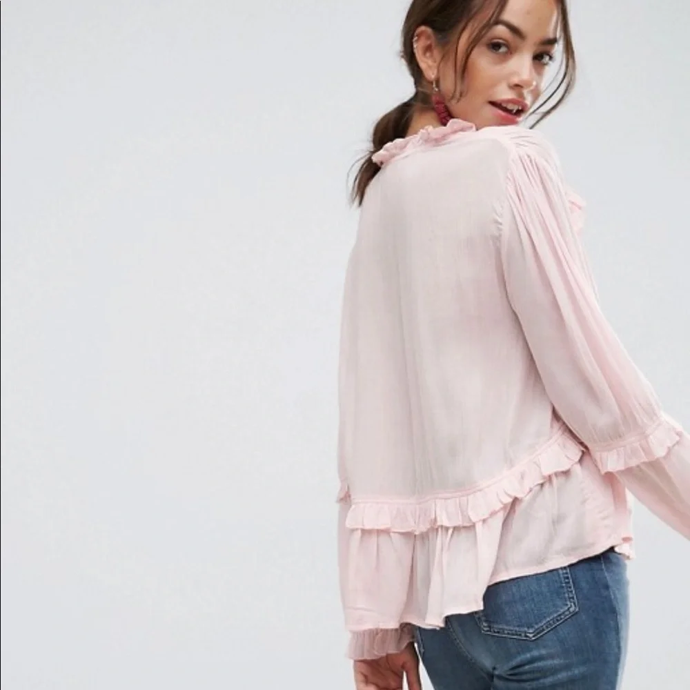 ASOS Pink Ruffle Blouse - Picture 2 of 7